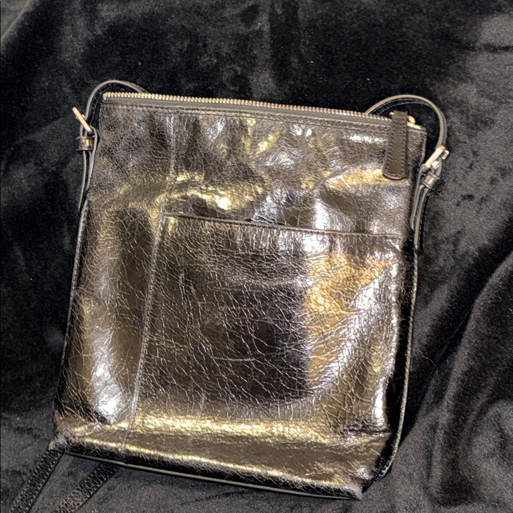 HOBO Glossy Black Leather Crossbody Bag - Picture 9 of 11